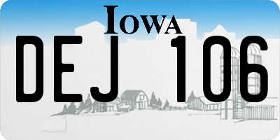 IA license plate DEJ106