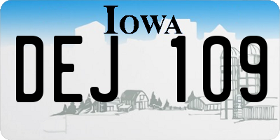IA license plate DEJ109