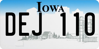 IA license plate DEJ110