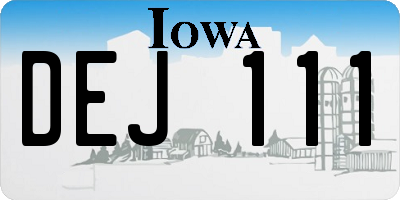 IA license plate DEJ111