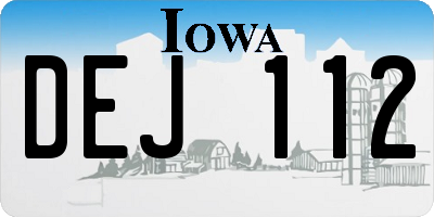 IA license plate DEJ112