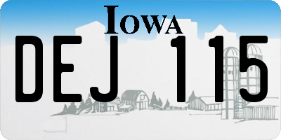 IA license plate DEJ115