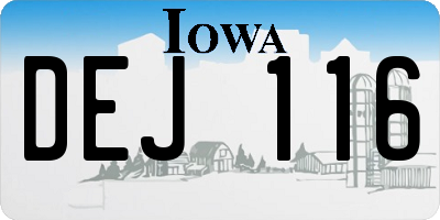 IA license plate DEJ116