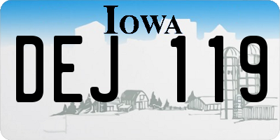 IA license plate DEJ119