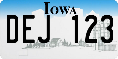 IA license plate DEJ123