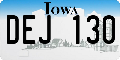 IA license plate DEJ130