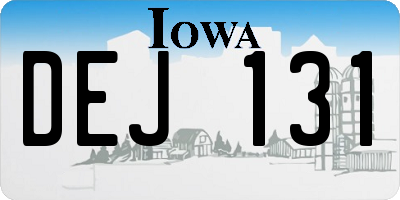 IA license plate DEJ131