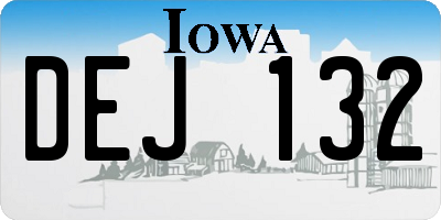 IA license plate DEJ132