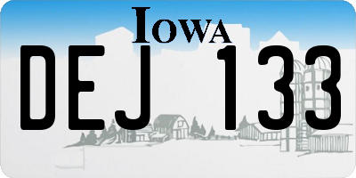 IA license plate DEJ133