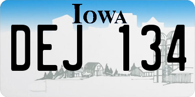 IA license plate DEJ134