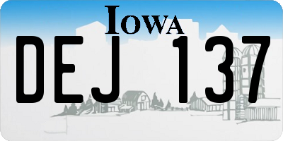 IA license plate DEJ137