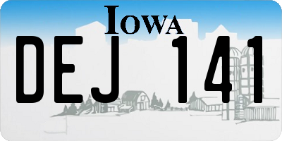 IA license plate DEJ141