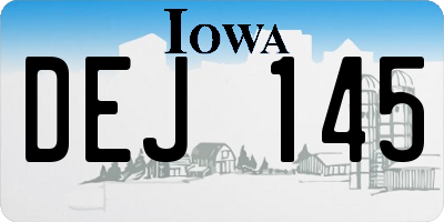 IA license plate DEJ145