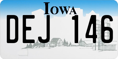 IA license plate DEJ146