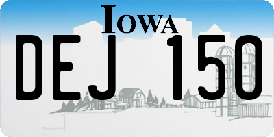 IA license plate DEJ150