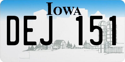 IA license plate DEJ151