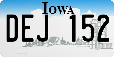 IA license plate DEJ152