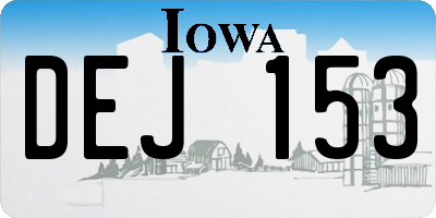IA license plate DEJ153