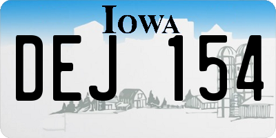 IA license plate DEJ154