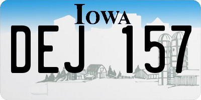 IA license plate DEJ157