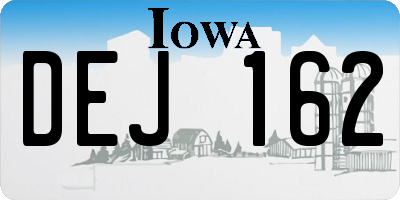 IA license plate DEJ162