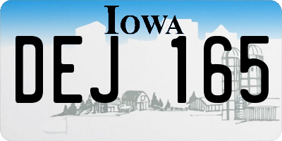 IA license plate DEJ165