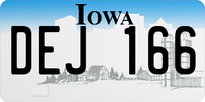 IA license plate DEJ166
