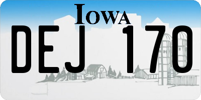 IA license plate DEJ170
