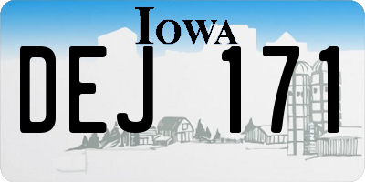 IA license plate DEJ171