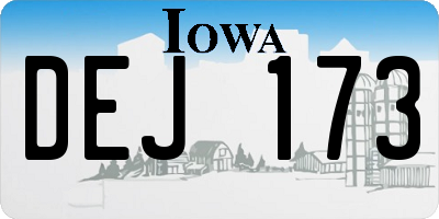 IA license plate DEJ173