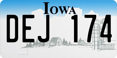 IA license plate DEJ174