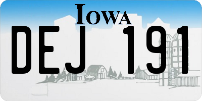 IA license plate DEJ191