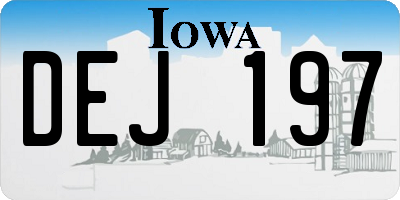 IA license plate DEJ197