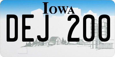 IA license plate DEJ200