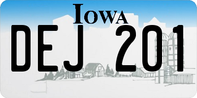 IA license plate DEJ201