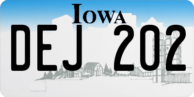 IA license plate DEJ202