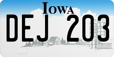 IA license plate DEJ203