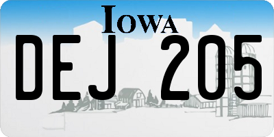 IA license plate DEJ205