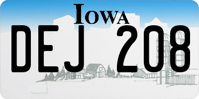 IA license plate DEJ208