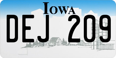 IA license plate DEJ209