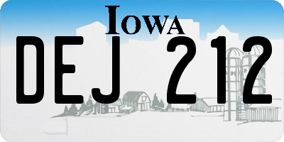IA license plate DEJ212