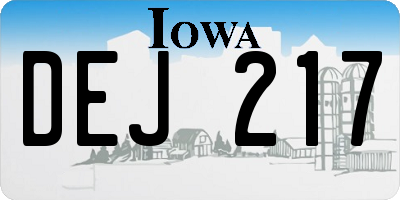 IA license plate DEJ217