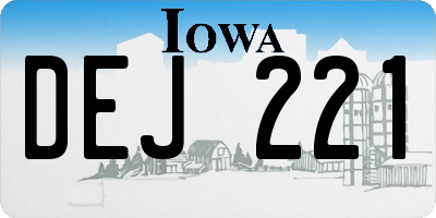 IA license plate DEJ221