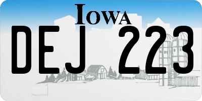 IA license plate DEJ223