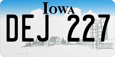 IA license plate DEJ227