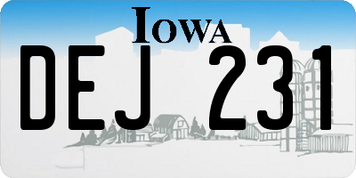 IA license plate DEJ231