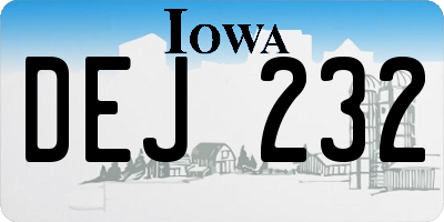 IA license plate DEJ232