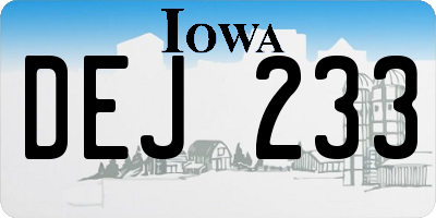 IA license plate DEJ233