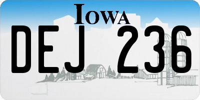 IA license plate DEJ236