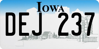 IA license plate DEJ237